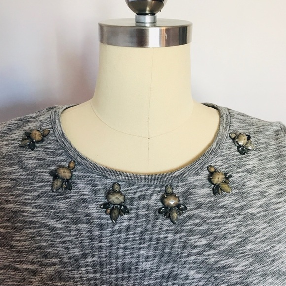Loft Short Sleeve Rhinestone Collar Sweatshirt- Small - Picture 3 of 6